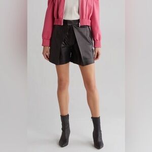 Valentino Shorts Black Leather IT 44/US 10 Made in Italy Mainline Designer NWT